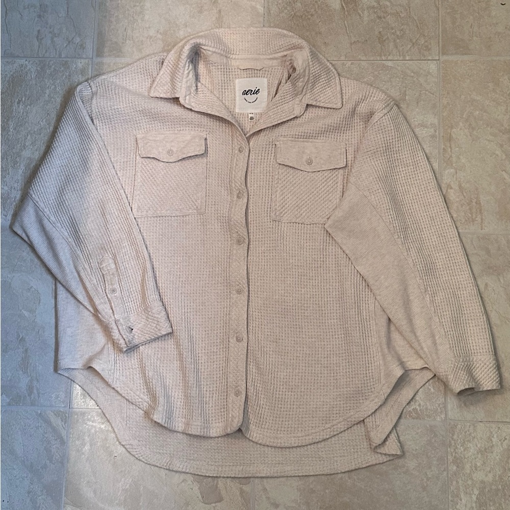 Aerie Button-Up Waffle Sweater